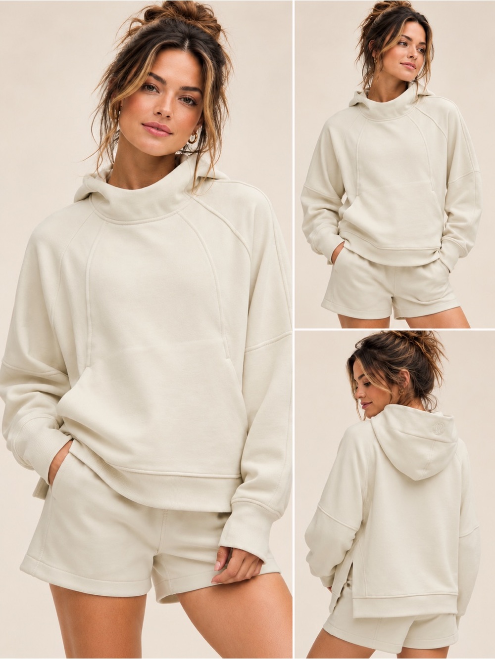 Lululemon Scuba Oversized Side-Slit Hoodie in Bone